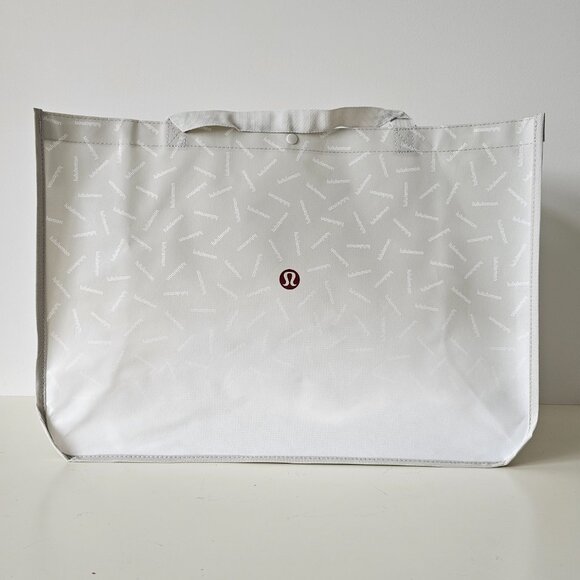 New LULULEMON Grey GRAPHIC LOGO Reusable Shopping Bag XL - Picture 3 of 6
